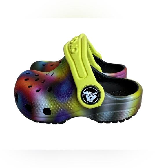 CROCS Multicolor Kids Clogs with Yellow Strap - Picture 1 of 6
